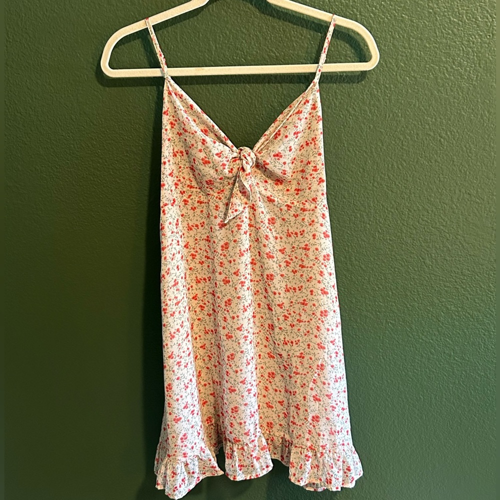 urban outfitters cream floral babydoll minidress